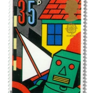 Toy robot and doll's house
